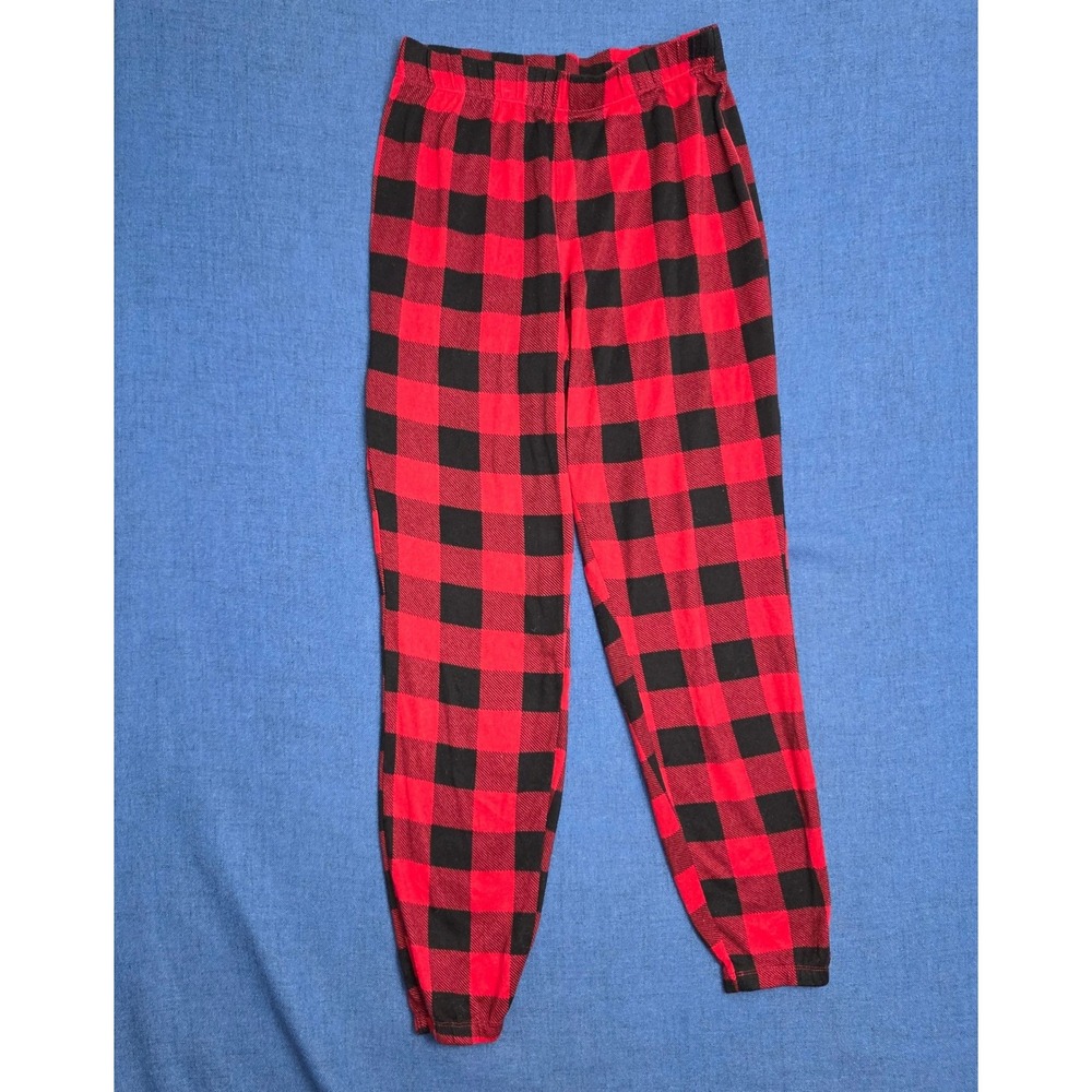 Calvin Klein Sleepwear Womens Red Black Buffalo Plaid Pajama Jogger Pants Small